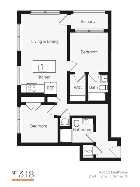 C3 Two Bedroom / Two Bath (Phase One). The Rigsbee Collection. Durham, NC.
